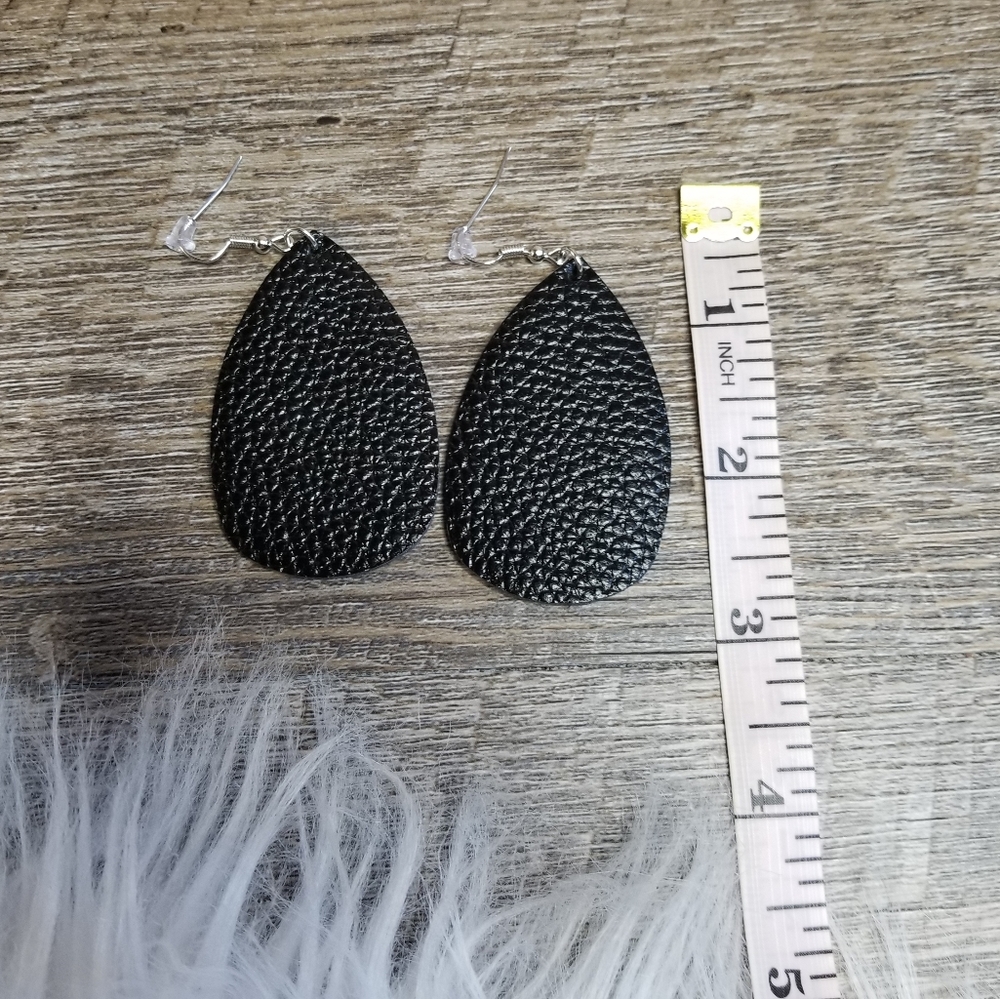 Teardrop Vegan Leather Foam Lightweight Earrings - Picture 2 of 2